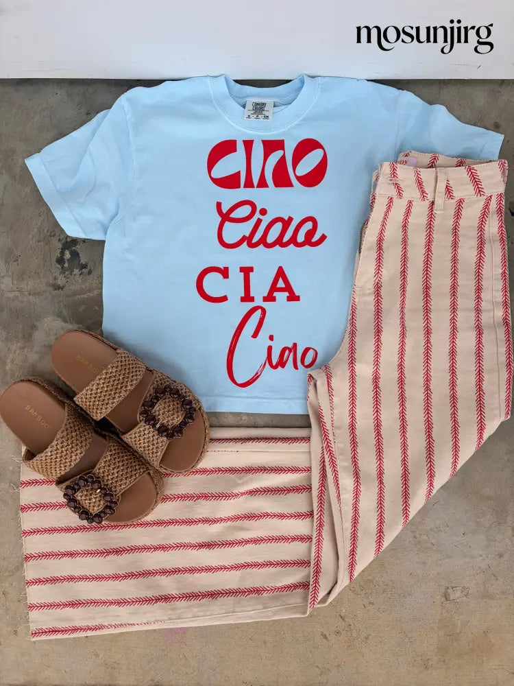 Ciao Tshirt- Crop Boxy Chambray