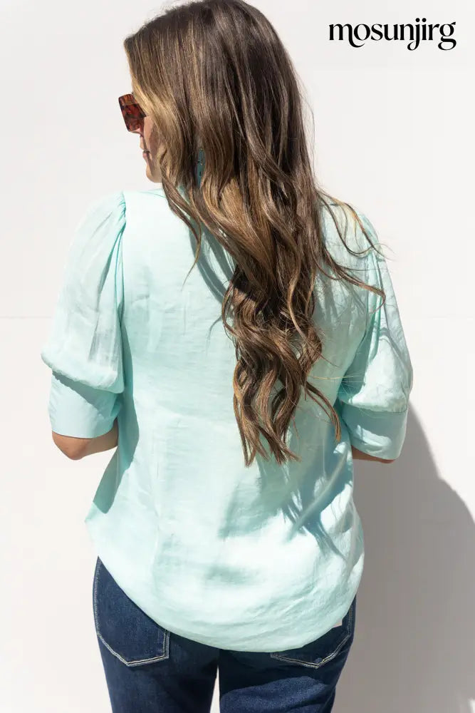 Everything In Between Blouse - Fair Aqua