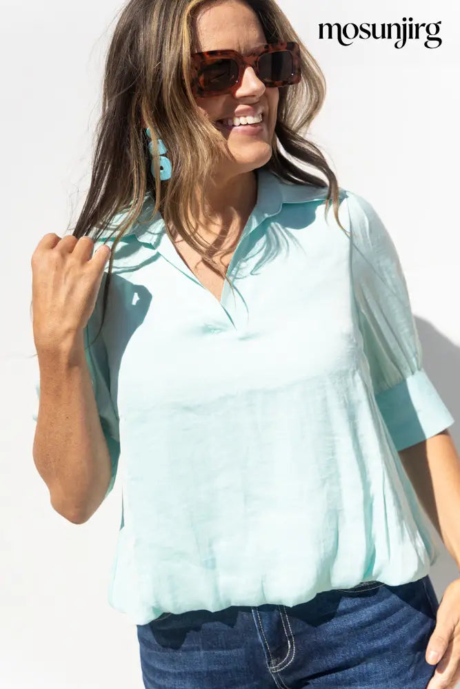 Everything In Between Blouse - Fair Aqua