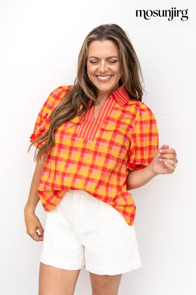 First Rodeo Blouse - Tangerine