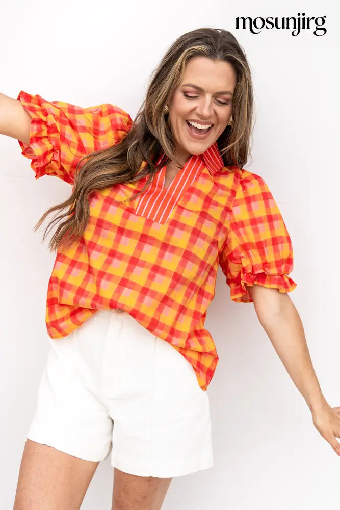 First Rodeo Blouse - Tangerine