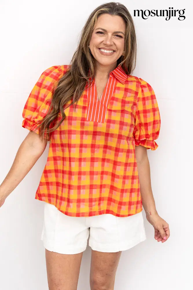 First Rodeo Blouse - Tangerine