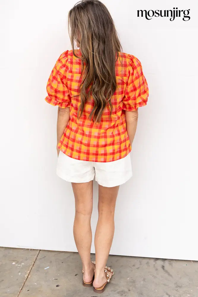 First Rodeo Blouse - Tangerine
