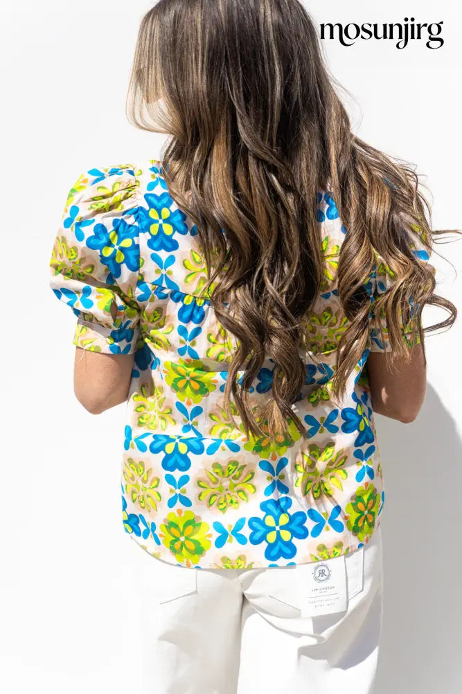 Hard To Forget Blouse - Lime / Blue