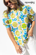 Hard To Forget Blouse - Lime / Blue