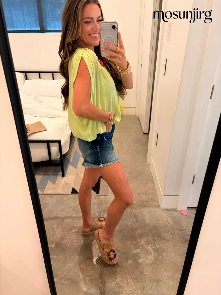 Heart Like A Truck Blouse - Shadow Lime