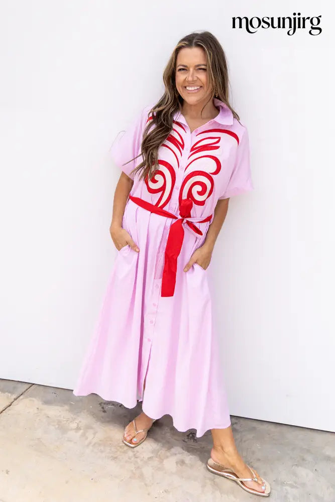 Little More Summertime Midi Dress - Baby Pink