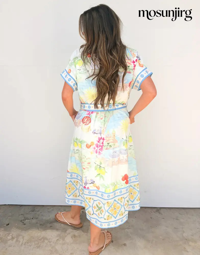 Rearview Town Dress - Ivory Multi