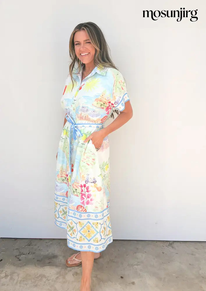 Rearview Town Dress - Ivory Multi