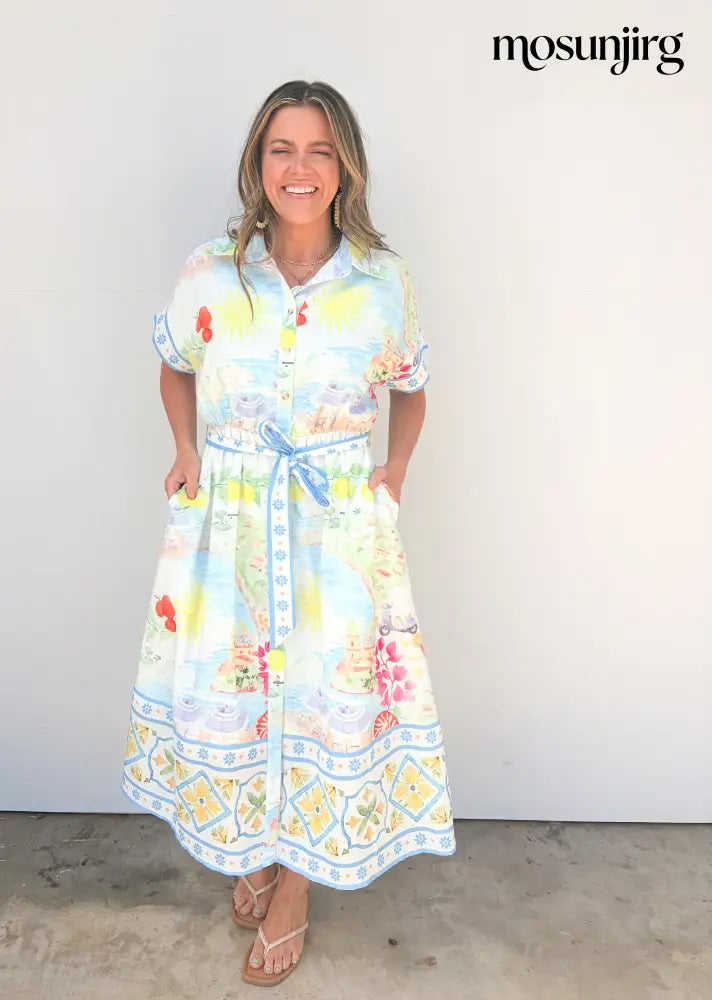 Rearview Town Dress - Ivory Multi