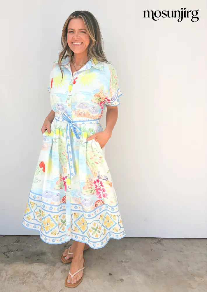 Rearview Town Dress - Ivory Multi