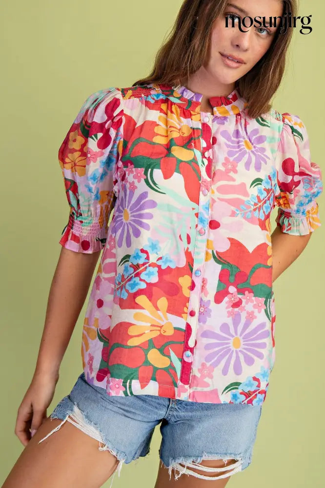 Rumor Has It Blouse - Cherry Mix