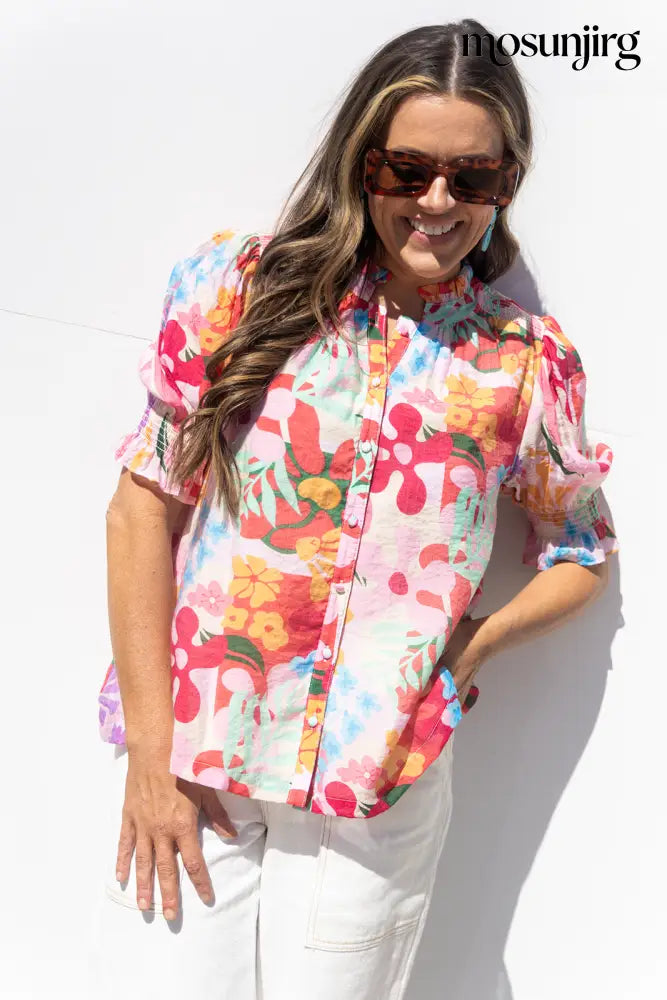 Rumor Has It Blouse - Cherry Mix