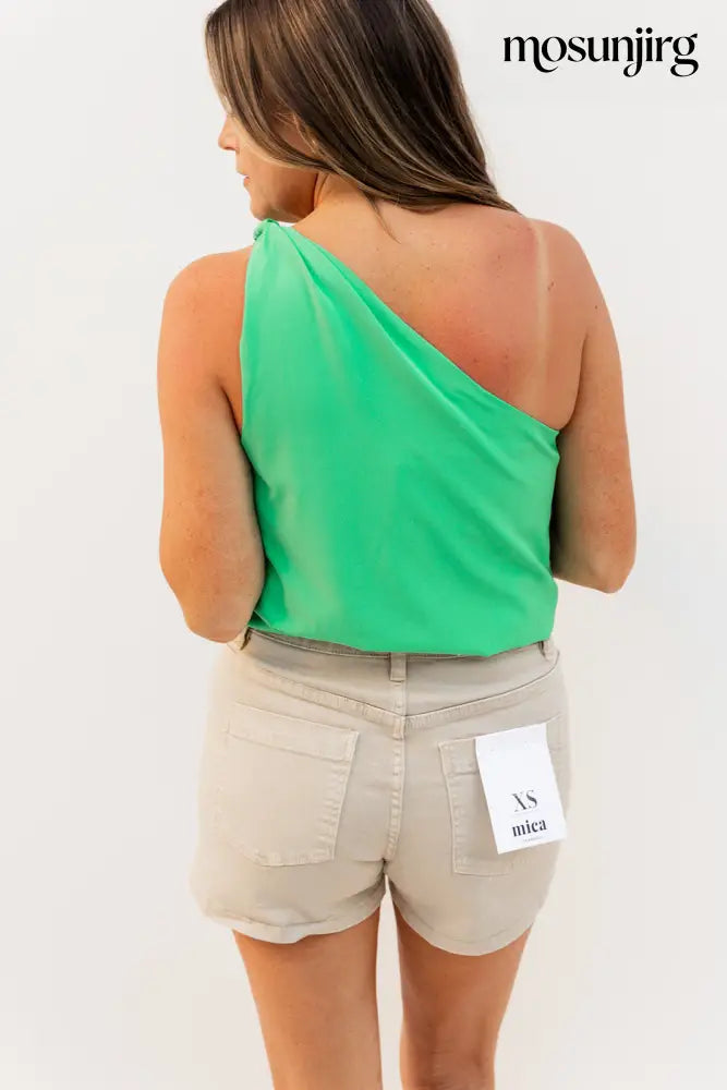 Simple Satin One Shoulder top - Peridot