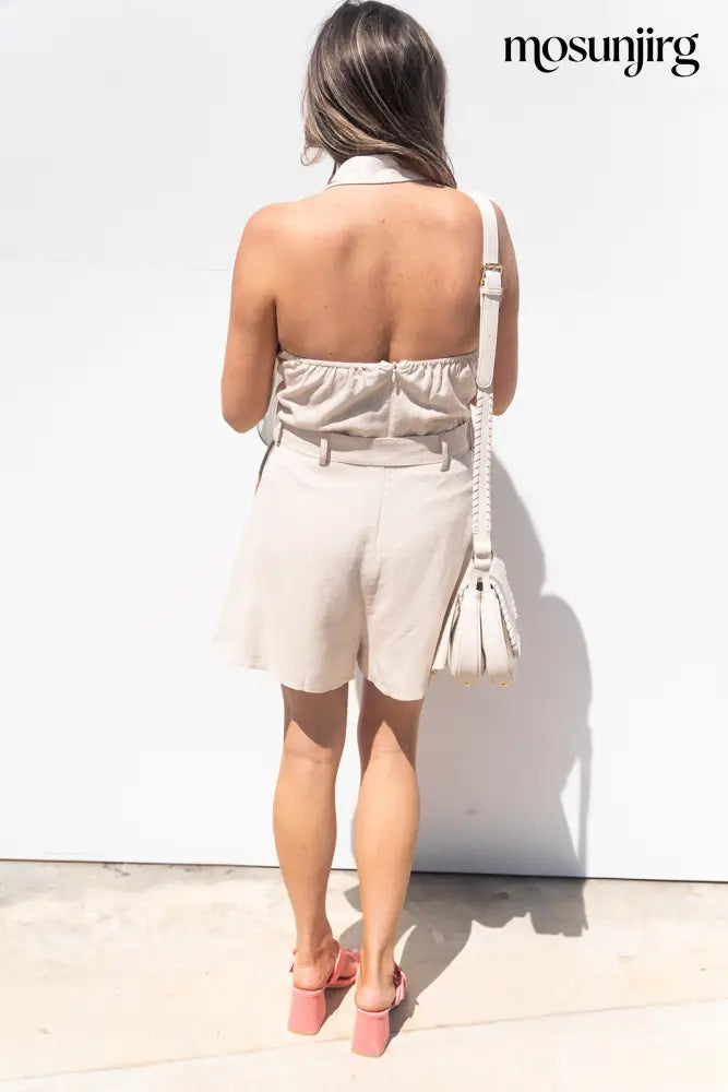 Wish I Didn’t Romper - Linen